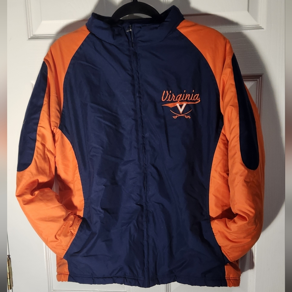 Virgina Cavaliers blue orange puffer jacket women's size Medium